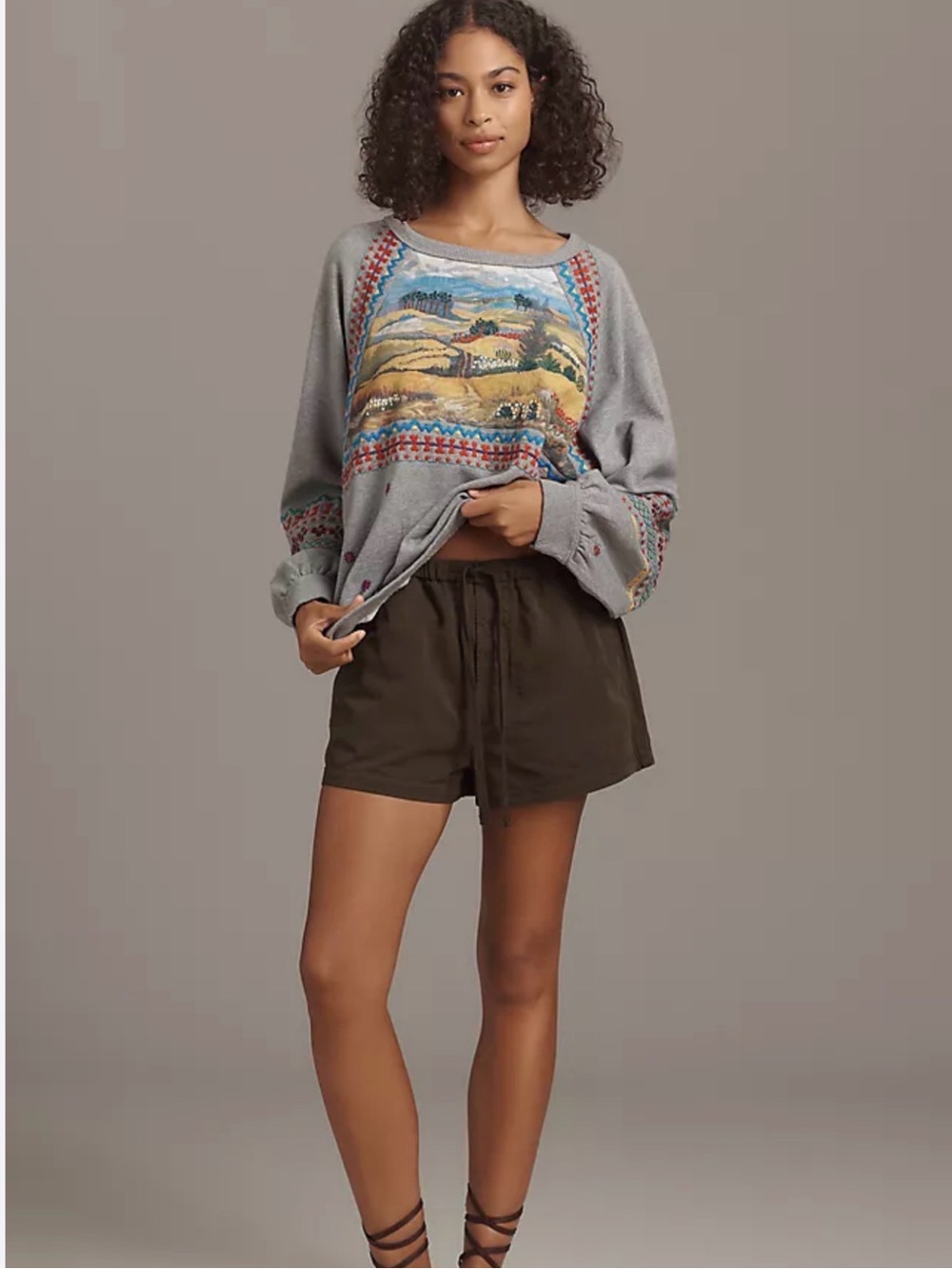 Pilcro Embroidered Pullover sweatshirt Women’s Sz XL scenic prairie graphic - Picture 3 of 9